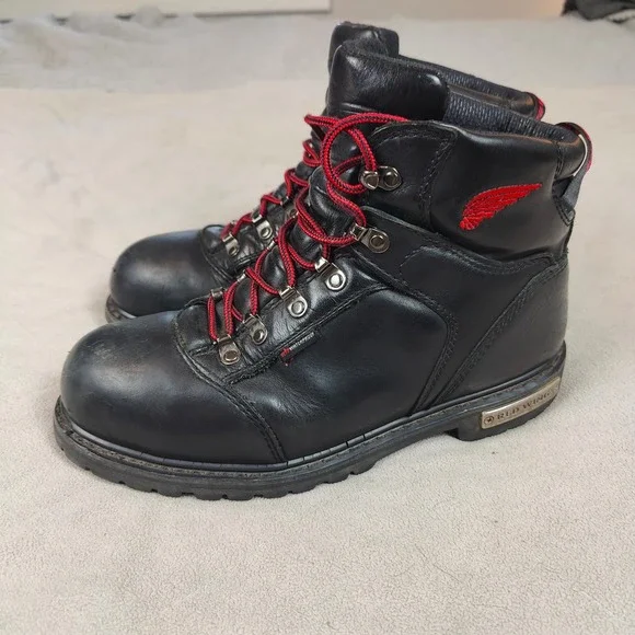 Red‎ Wing 971 Waterproof Motorcycle Boots Mens 9.5 Black Leather Steel Toe Work